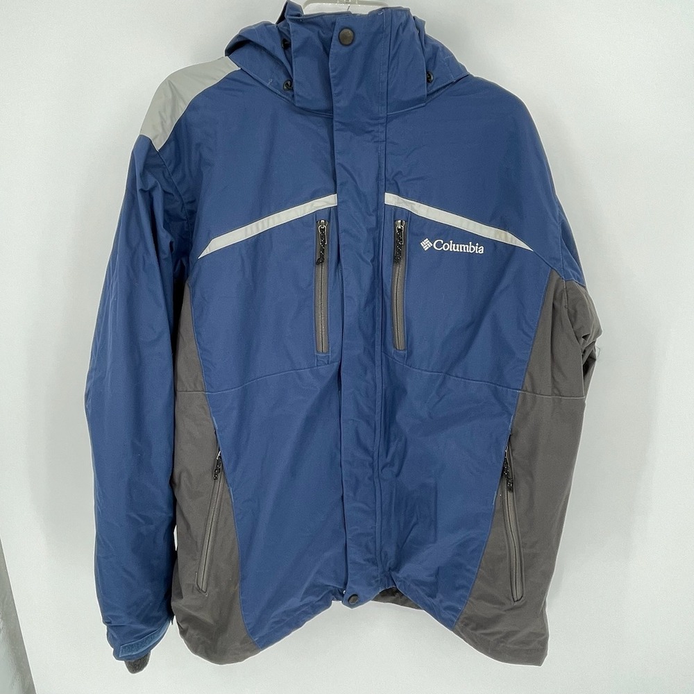 Columbia Men's Blue Interchange 3-in-1 Waterproof Hooded Fleece Lined Jacket‎ L